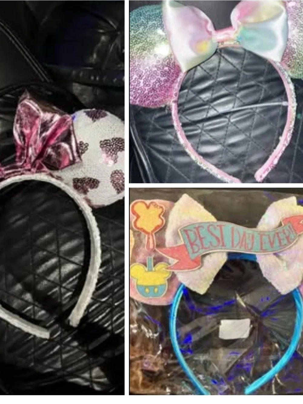 Disney Kids Sequin Ear Headbands in Pink, White & Blue